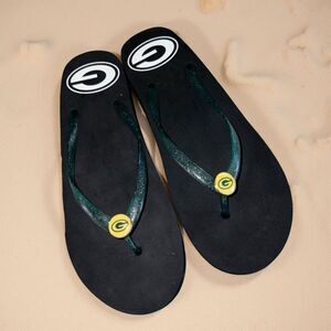 Green Bay Packers Women's Comfy Flip Flop Sandals Size 11